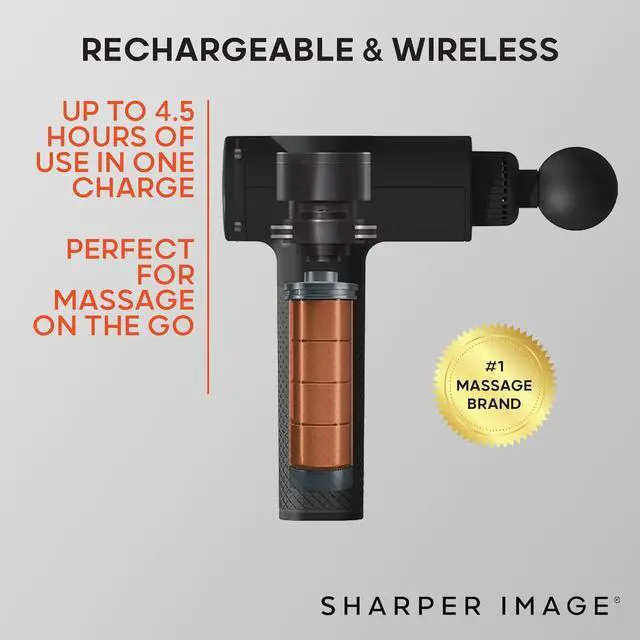 Alt view image 6 of 6 - Deep Tissue Massage Gun, 5 Attachments, Quiet Motor, Ergonomic Grip, 6-Speed Lightweight Percussion Massager, Full Body Muscle Recovery  Pain Relief