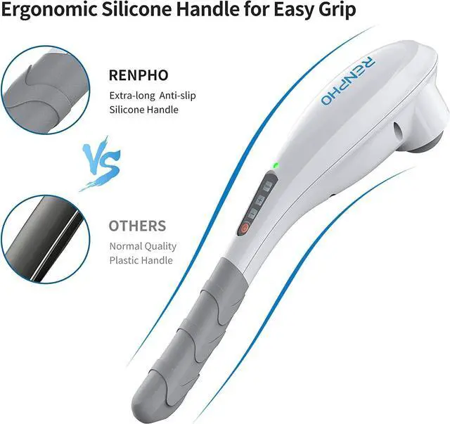 Alt view image 4 of 7 - Rechargeable Hand Held Deep Tissue Massager for Muscles, Back, Foot, Neck, Shoulder, Leg, Calf Cordless Electric Percussion Body Massage, White