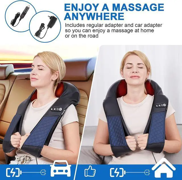 Alt view image 3 of 7 - Neck and Shoulder Massager with Heat Shiatsu Back Massage Pillow with 3D Deep Tissue Kneading for Foot, Legs, Body Muscle - Use at Home, Office  Car