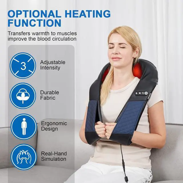 Alt view image 5 of 7 - Neck and Shoulder Massager with Heat Shiatsu Back Massage Pillow with 3D Deep Tissue Kneading for Foot, Legs, Body Muscle - Use at Home, Office  Car