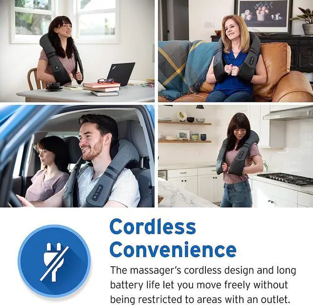 Alt view image 5 of 8 - Cordless Neck and Shoulder Massager for Pain Relief Deep Tissue with Heat, Shiatsu Back Massager With Heat, Wireless Portable Electric Massager Pillow, Gifts for Women, Men, Dad and Mom