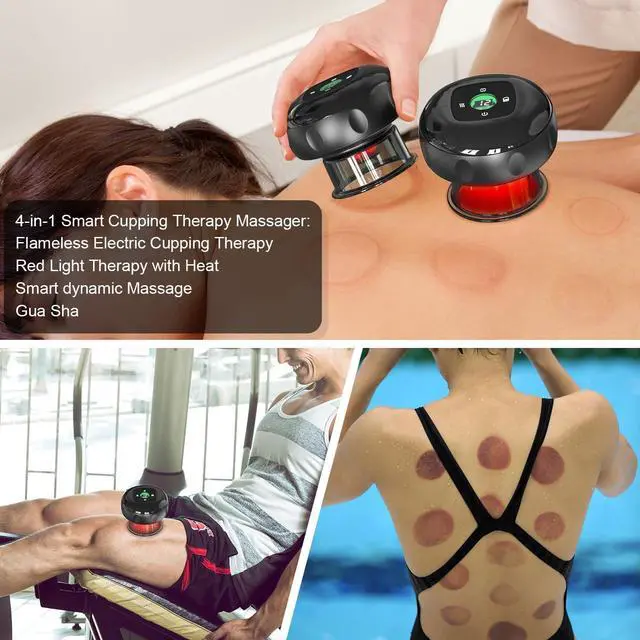 Alt view image 2 of 6 - 2 Electric Cupping Therapy Set, 4-in-1 Smart Cupping Therapy Massager with Red Light Therapy, Gua Sha Massage Tool, Relieves Neck Shoulder Back Aches Muscle Soreness, Improves Blood Circulation