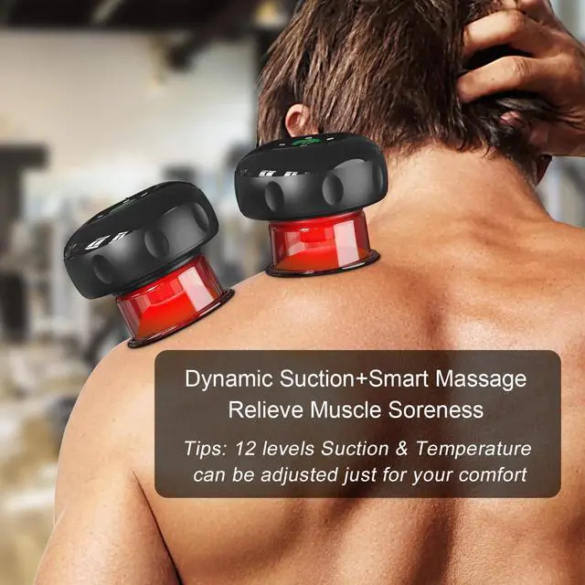 Alt view image 4 of 6 - 2 Electric Cupping Therapy Set, 4-in-1 Smart Cupping Therapy Massager with Red Light Therapy, Gua Sha Massage Tool, Relieves Neck Shoulder Back Aches Muscle Soreness, Improves Blood Circulation