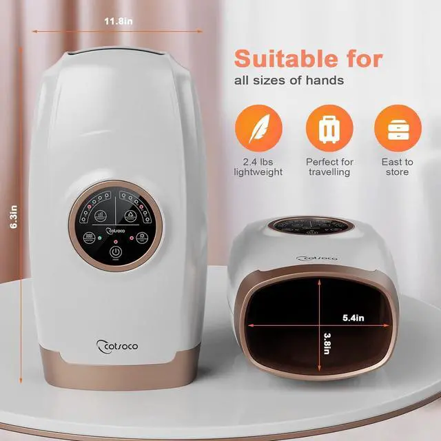 Alt view image 6 of 6 - Cordless Hand Massager Machine for Arthritis and Carpal Tunnel Relief, 6 Levels Hand Therapy with Heat and Compression, Finger and Wrist Massager for Pain Relief,Gifts