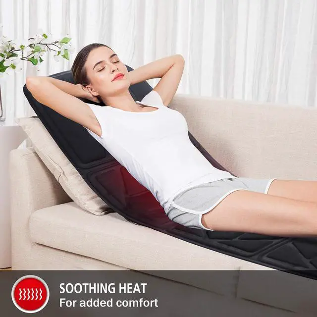 Alt view image 4 of 7 - Snailax Massage Mat with Heat - 10 Motors Vibrating Massage Mattress Pad with 2 Heating Pads for Back, Full Body Massager for Neck and Back,Lumbar Calf Muscle Relaxation
