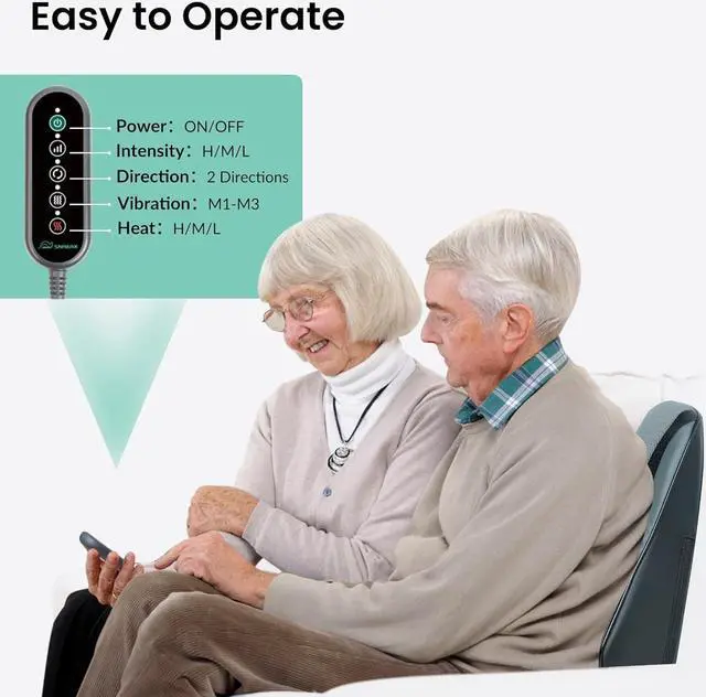 Alt view image 7 of 7 - Snailax Back Massager for Back Pain Deep Tissue, Shiatsu Lower Back Neck Massager with Heat, 3D Kneading Massage Pillow for Back Neck Shoulder Legs, Christmas Gifts for Mom, Dad, Women