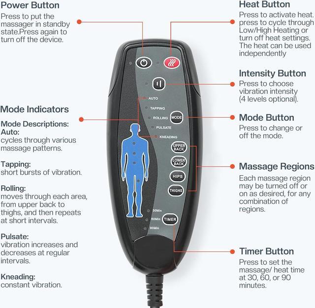 Alt view image 6 of 6 - CILI Massage Chair Pad,Back Massage with Heat,Massage Pad with 10 Vibration Motors,30-60-90 Minutes Heating Options,Chair Massager for Office Chair, Massage Chair for Home Office Use (Black)