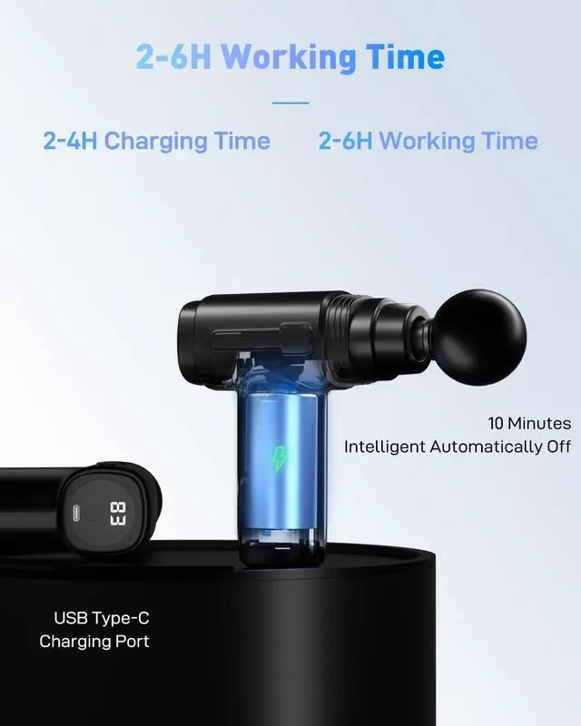 Alt view image 5 of 7 - Massage Gun Mini, Portable Mini Massage&Gun with 10 Speeds and Type-C Charging, Mini Massage&Gun Deep Tissue for Relaxation, Muscle&Massager&for Pain Relief, Mom Birthday Gifts