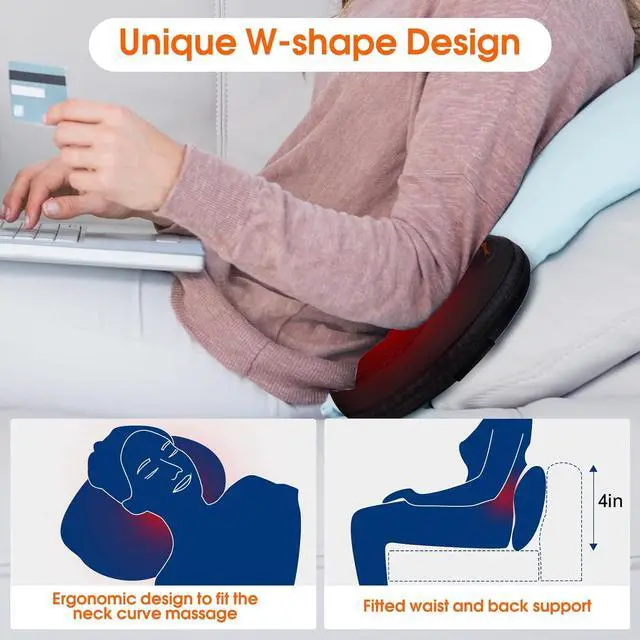 Alt view image 2 of 5 - Back and Neck Massager with Heat,Shiatsu Neck Back Massager Pillow,3D Deep Massager for Whole Body Muscle Pain Relief, Relaxation Gifts for Men, Women, Home Office Car Use (NOT Cordless)
