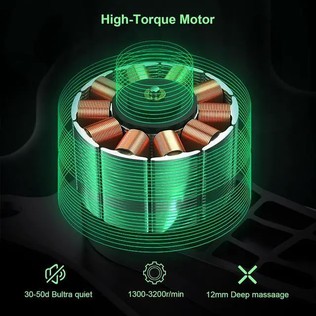 Alt view image 2 of 7 - Massage Gun Deep Tissue Percussion Massager for Athletes,Handheld Body Back Muscle Massager with 8 Massage Heads