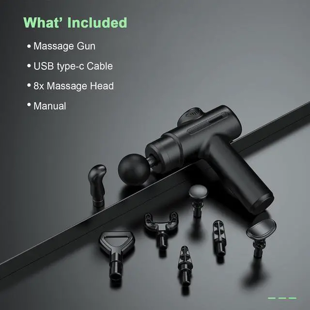 Alt view image 7 of 7 - Massage Gun Deep Tissue Percussion Massager for Athletes,Handheld Body Back Muscle Massager with 8 Massage Heads
