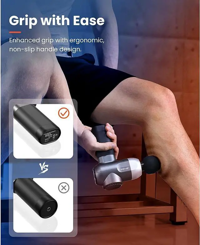 Alt view image 6 of 6 - C2 Pro Massage Gun with Heat and Cold Therapy, Mini Massager Gun Deep Tissue, Heated Professional Electric Back Massager for Athletes, Handheld Massager with LED Stall Force Display
