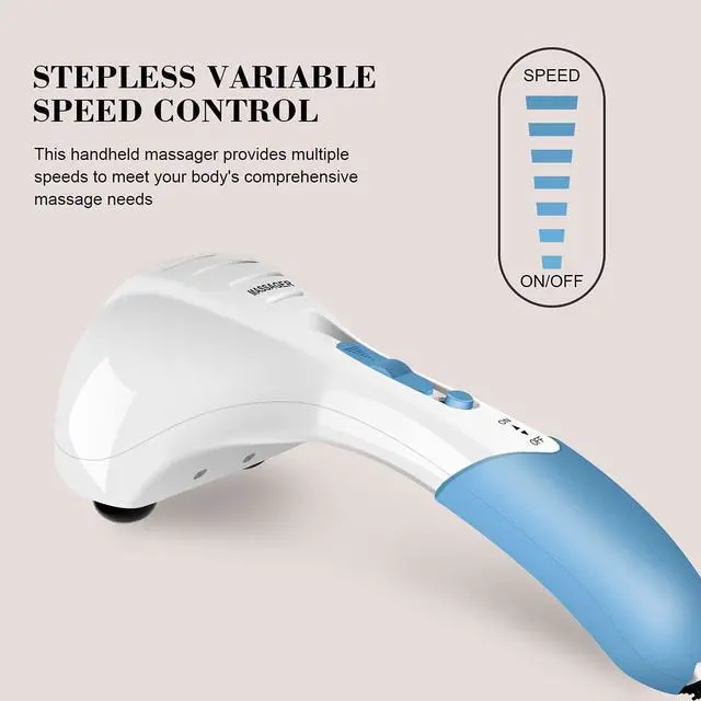 Alt view image 4 of 7 - Handheld Neck Back Massager - Double Head Electric Full Body Massager - Deep Tissue Percussion Massage Hammer for Muscles, Arm, Neck, Shoulder, Back, Leg, Foot (Blue)
