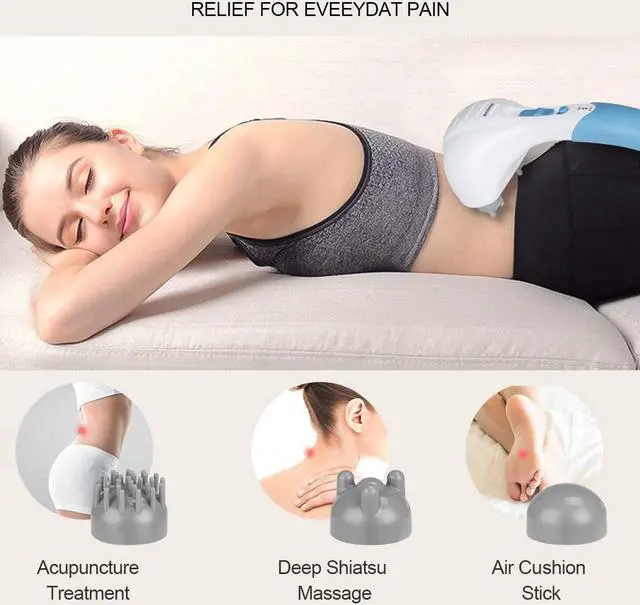 Alt view image 6 of 7 - Handheld Neck Back Massager - Double Head Electric Full Body Massager - Deep Tissue Percussion Massage Hammer for Muscles, Arm, Neck, Shoulder, Back, Leg, Foot (Blue)