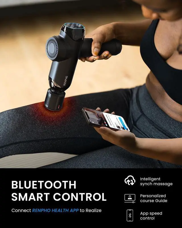 Alt view image 4 of 7 - Massage Gun Deep Tissue with Heat and Cold, Percussion Muscle Massage Gun with Bluetooth, Electric Handheld Massager Gun for Back and Whole Body, Gifts for Women/Men - Power+ Thermacool