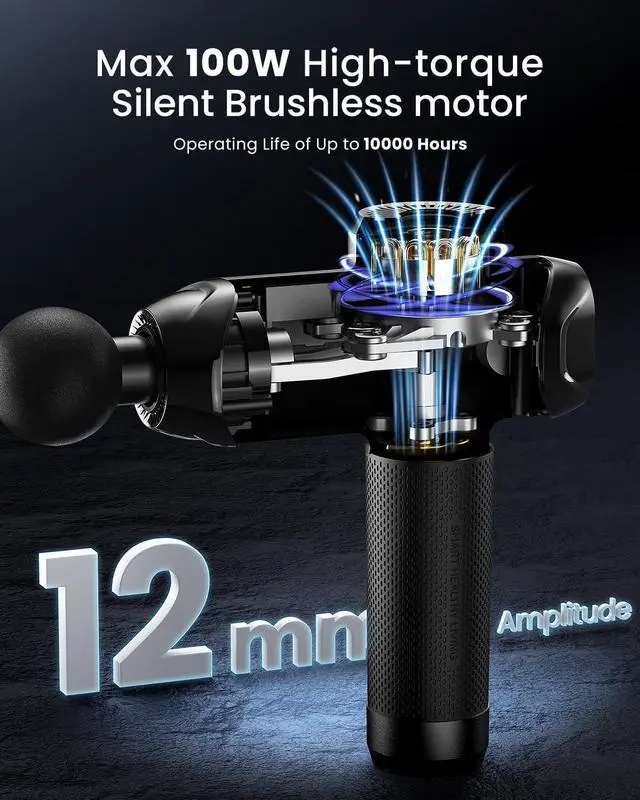 Alt view image 6 of 7 - Massage Gun Deep Tissue with Heat and Cold, Percussion Muscle Massage Gun with Bluetooth, Electric Handheld Massager Gun for Back and Whole Body, Gifts for Women/Men - Power+ Thermacool