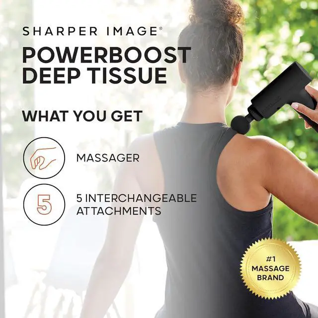 Alt view image 2 of 6 - Deep Tissue Massage Gun, 5 Attachments, Quiet Motor, Ergonomic Grip, 6-Speed Lightweight Percussion Massager, Full Body Muscle Recovery  Pain Relief