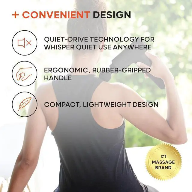 Alt view image 5 of 6 - Deep Tissue Massage Gun, 5 Attachments, Quiet Motor, Ergonomic Grip, 6-Speed Lightweight Percussion Massager, Full Body Muscle Recovery  Pain Relief