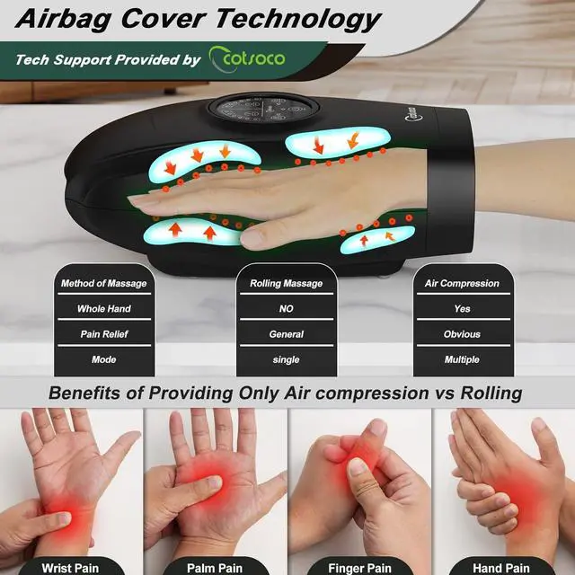 Alt view image 2 of 7 - Cordless Electric Hand Massager for Arthritis and Carpal Tunnel Relief, 6 Levels Hand Therapy with Heat and Compression, Finger and Wrist Massager Machine for Pain Relief