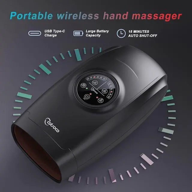 Alt view image 6 of 7 - Cordless Electric Hand Massager for Arthritis and Carpal Tunnel Relief, 6 Levels Hand Therapy with Heat and Compression, Finger and Wrist Massager Machine for Pain Relief