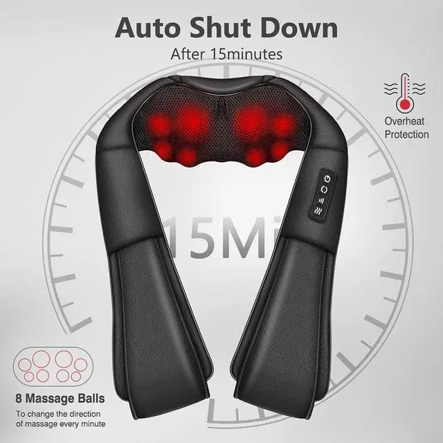 Alt view image 3 of 5 - Neck Massager with Heat, Shiatsu Massager for Neck, Back, Shoulder, Foot and Leg, Deep Tissue 3D Kneading Massager for Relax Muscles at Home and Offie, Comfort Gifts for Women and Men