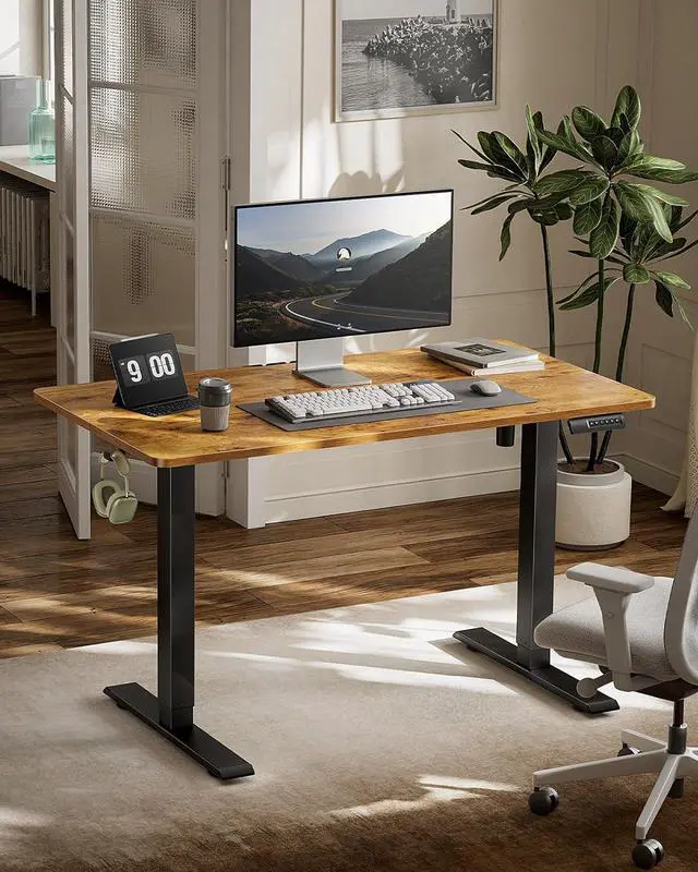Alt view image 2 of 6 - Marsail Electric Standing Desk, Adjustable Height Stand up Desk, 55 x 24 Inches Sit Stand Home Office Desk, Computer Desk, Rustic Brown