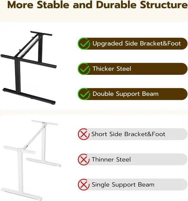 Alt view image 6 of 7 - 59" Reversiable L-Shaped Electric Standing Desk Adjustable Height Gaming Stand Up Corner Desk Sit Stand Home Office Computer Desk with Splice Board,Rustic Brown Top