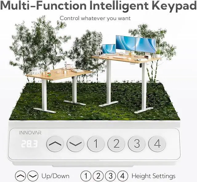 Alt view image 7 of 7 - Bamboo Electric Standing Desk, 55x24 Inches Adjustable Height Stand up Desk with Whole Piece Desktop, Sit Stand Home Office Desk White Frame/Bamboo Top