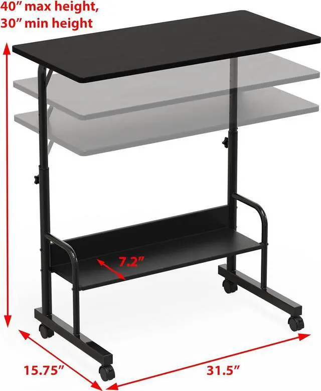 Alt view image 3 of 7 - Adjustable Standing Mobile Desk, Black