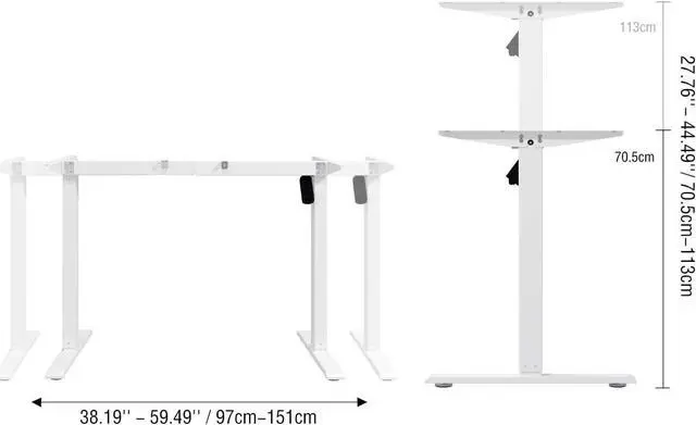 Alt view image 3 of 7 - Electric Standing Computer Desk Frame Height Adjustable, Single Motor Frame Workstation for Home Office, White