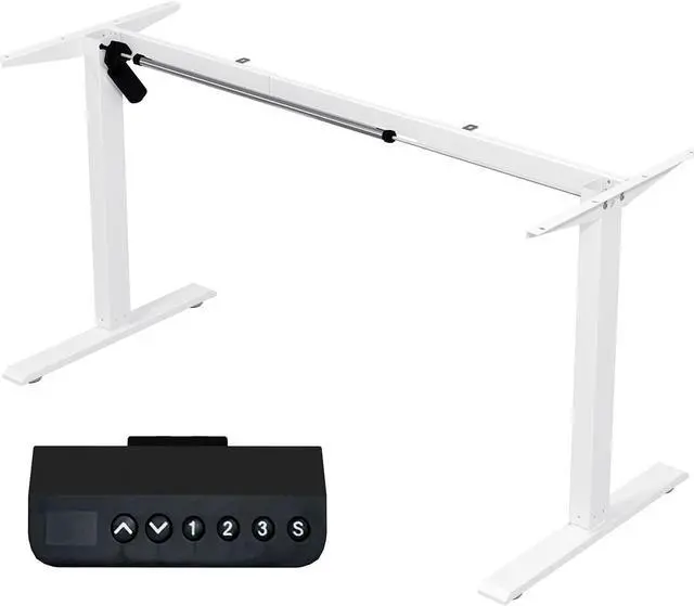 Alt view image 5 of 7 - Electric Standing Computer Desk Frame Height Adjustable, Single Motor Frame Workstation for Home Office, White