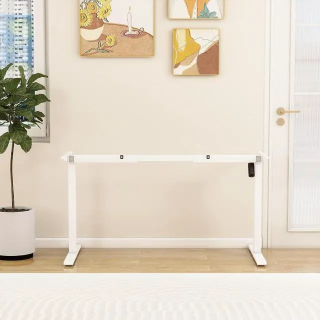 Alt view image 6 of 7 - Electric Standing Computer Desk Frame Height Adjustable, Single Motor Frame Workstation for Home Office, White