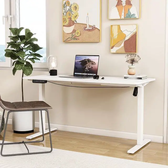 Alt view image 7 of 7 - Electric Standing Computer Desk Frame Height Adjustable, Single Motor Frame Workstation for Home Office, White