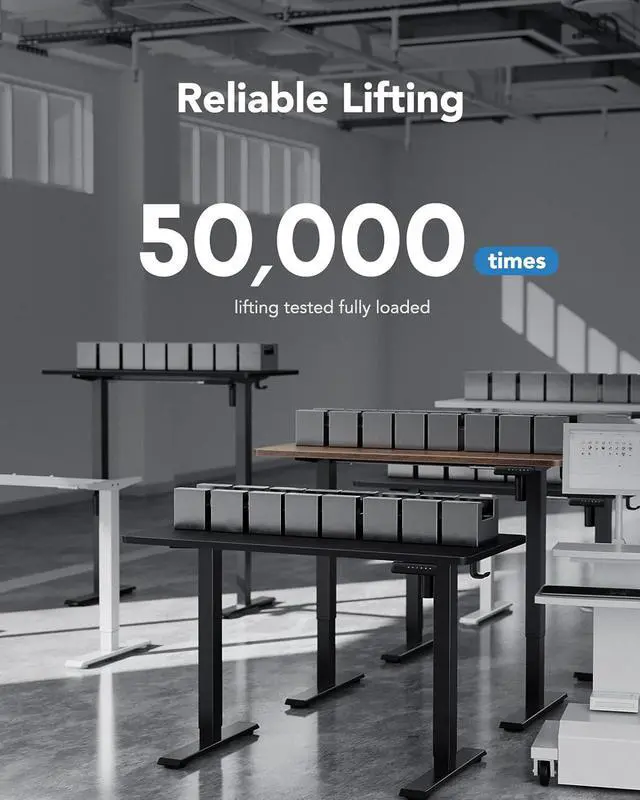 Alt view image 6 of 7 - Electric Standing Desk Adjustable Height, 48" x 24" Sit Stand Home Office Desk, 4 Memory Height Setting, Computer Workstation, Vintage Brown