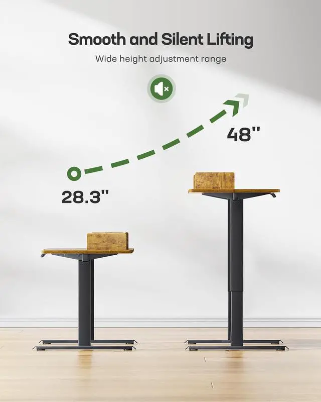 Alt view image 7 of 7 - Electric Standing Desk with Dual Drawers, 48 x 24 Inches Height Adjustable Desk with Storage Shelf, Sit Stand Desk with 4 Memory Preset, 2 Hooks, Stand Up Desk for Home Office, Rustic Brown