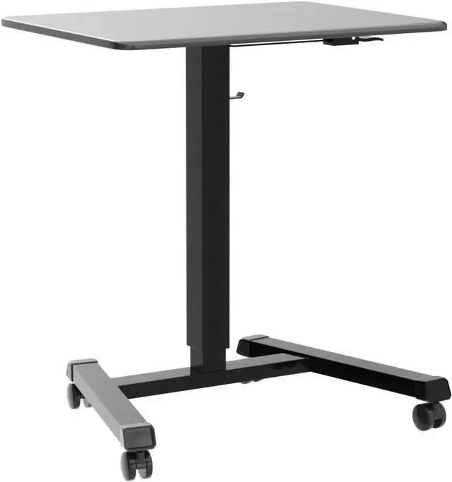 Alt view image 4 of 7 - 25.6 x 17.7 Inch Mobile Stand Up Desk, Podium, Rolling Standing Desk Up to 33LBS with Wheels and Stoppers, Laptop Standing Desk Height Adjustable, Black