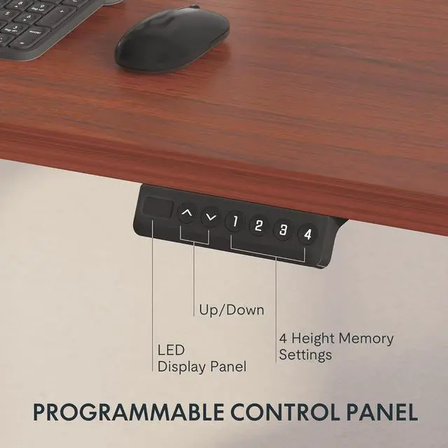 Alt view image 4 of 6 - Stand Up Desk 3 Stages Dual Motor Electric Standing Desk 48x30 Inch Whole-Piece Board Height Adjustable Desk Electric Sit Stand Desk(Black Frame + Mahogany Desktop, 2 Packages)