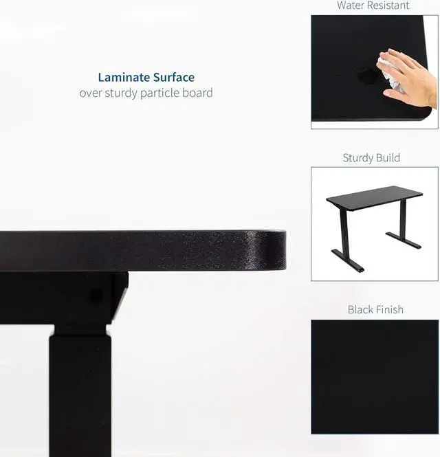 Alt view image 4 of 7 - Black 60 x 24 inch Universal Solid One-Piece Table Top for Standard and Sit to Stand Height Adjustable Home and Office Desk Frames, DESK-TOP60B