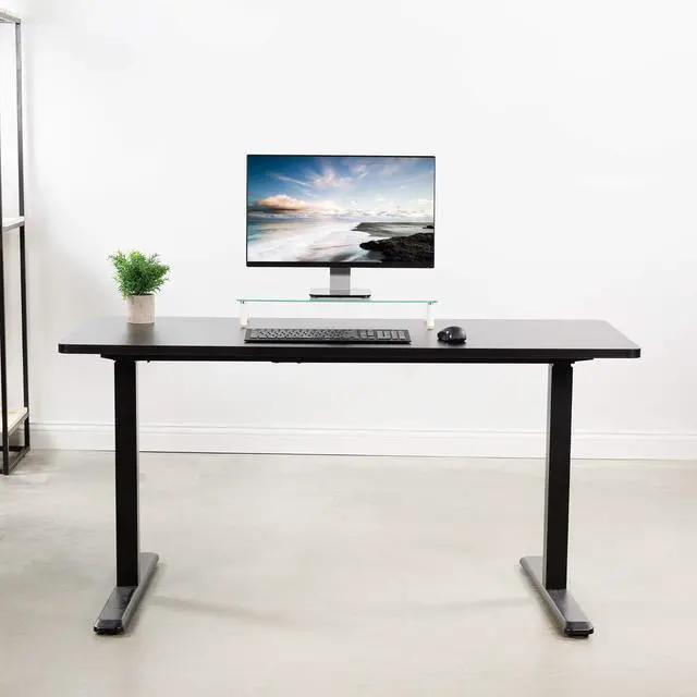 Alt view image 5 of 7 - Black 60 x 24 inch Universal Solid One-Piece Table Top for Standard and Sit to Stand Height Adjustable Home and Office Desk Frames, DESK-TOP60B