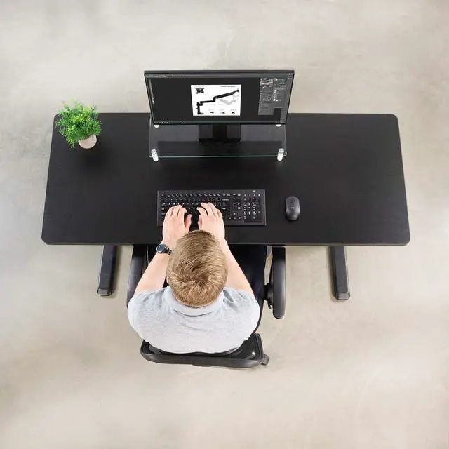 Alt view image 6 of 7 - Black 60 x 24 inch Universal Solid One-Piece Table Top for Standard and Sit to Stand Height Adjustable Home and Office Desk Frames, DESK-TOP60B