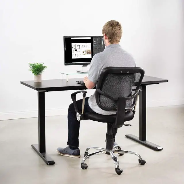 Alt view image 7 of 7 - Black 60 x 24 inch Universal Solid One-Piece Table Top for Standard and Sit to Stand Height Adjustable Home and Office Desk Frames, DESK-TOP60B