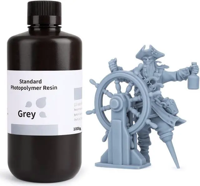 Main image of ELEGOO Upgraded Standard Photopolymer Resin LCD UV-Curing Resin 405nm 3D Printer Resin for LCD/MSLA/DLP 3D Printing Grey 1000g