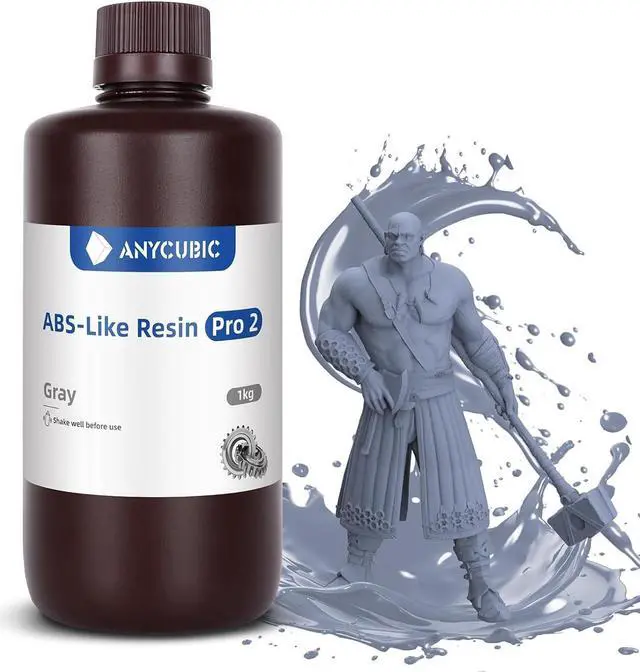Main image of ANYCUBIC ABS-Like Resin Pro 2, Upgraded 8K 3D Printer Resin with Enhanced Strength and Toughness, High Precision, Low Odor, Wide Compatibility for All LCD Resin 3D Printers (Grey, 1kg)