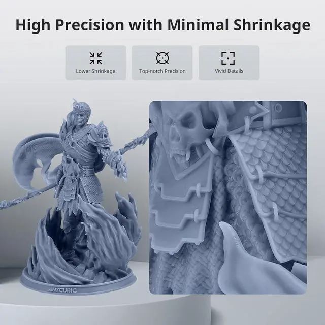 Alt view image 4 of 7 - ANYCUBIC ABS-Like 3D Printer Resin Pro 2, Stronger and Tougher, High Precision and Long-Lasting, Low Odor, Wide Compatibility for All LCD Resin 3D Printers (Grey, 1kg)