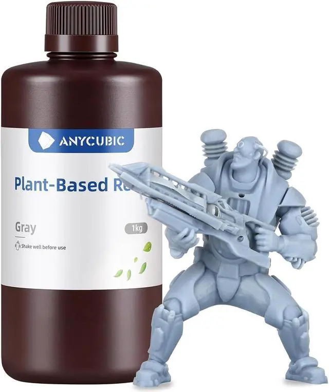 Main image of ANYCUBIC 3D Printer Resin, 405nm Plant-Based Rapid Resin, Low Odor, Photopolymer Resin for LCD 3D Printing,1kg Grey