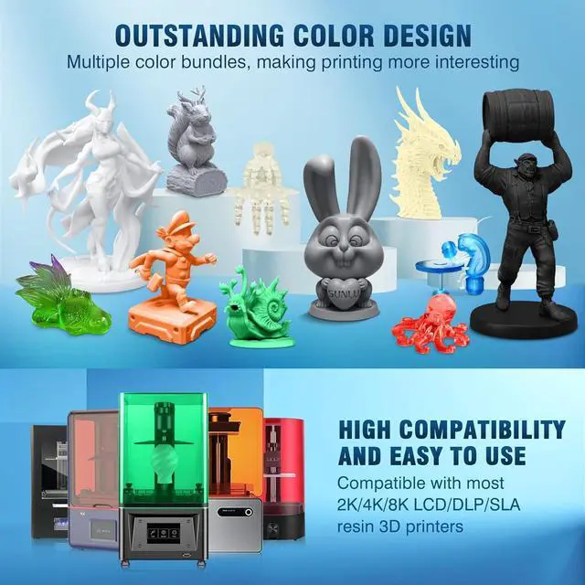 Alt view image 5 of 7 - SUNLU Water Washable Resin 1000g, Fast Curing 3D Printer Resin for LCD DLP SLA Resin 3D Printers, 395 to 405nm UV Curing 3D Printing Liquid Photopolymer Resin, Low Shrinkage, High Precision, 1kg, Grey