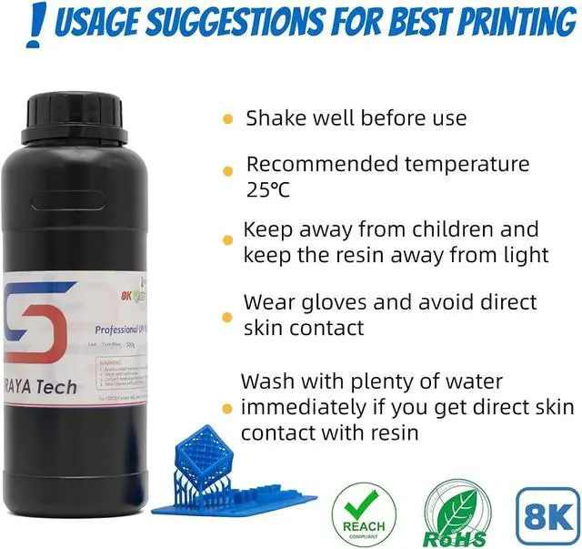 Alt view image 5 of 7 - Siraya Tech Cast 3D Print Resin Castable Resin Easier to Burn and Print Clean Burnout Great Smooth Surface High Resolution 405nm UV-Curing Resin for Thicker Designs and Metal Parts (True Blue, 500g)