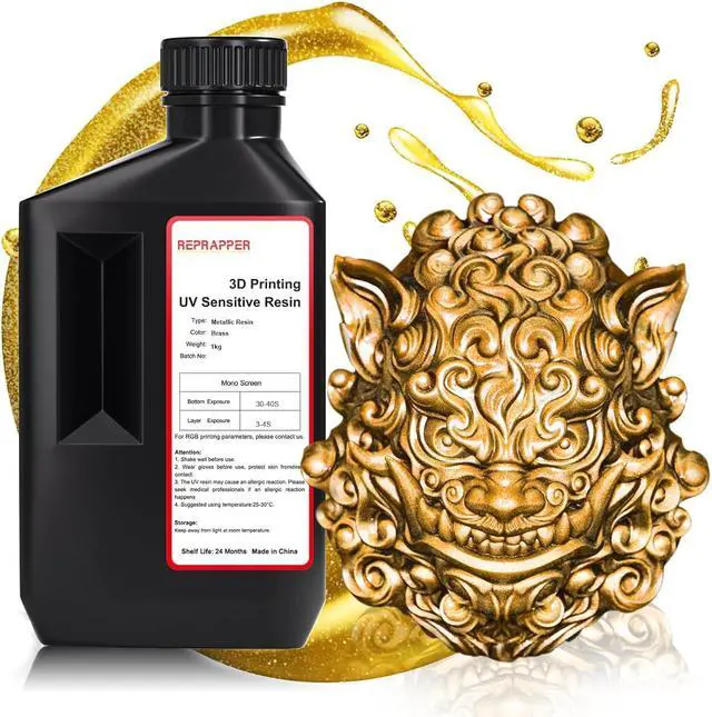 Main image of MetalShift 3D Printer Resin 405nm Fast UV-Curing Standard Photopolymer 3D Printing Resin with Metallic Shine for LCD Printer, Gilded Glow 1000g