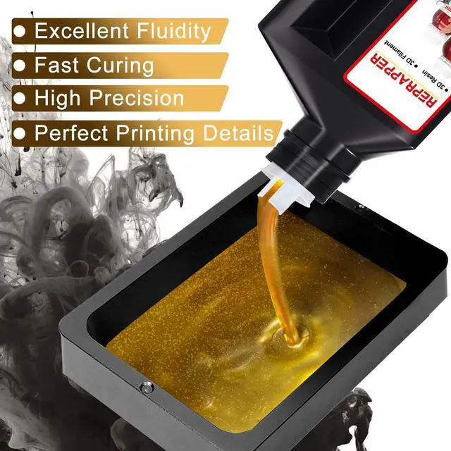Alt view image 3 of 6 - MetalShift 3D Printer Resin 405nm Fast UV-Curing Standard Photopolymer 3D Printing Resin with Metallic Shine for LCD Printer, Gilded Glow 1000g