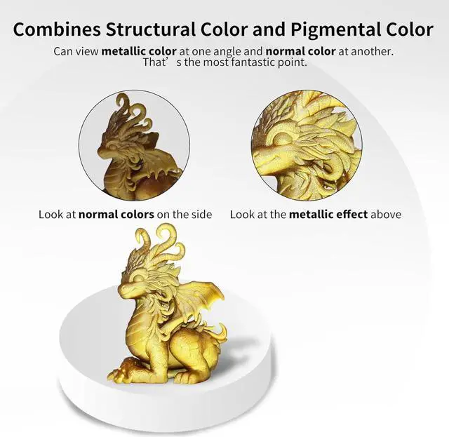 Alt view image 2 of 6 - YOUSU 3D Printer Metallic Resin,Fast Curing 3D Metal Printing Bronze Resin 1KG, Magical Metallic Effect Photopolymer Brass Color Resin for LCD DLP 3D Printing (1000g,Metal Gold)